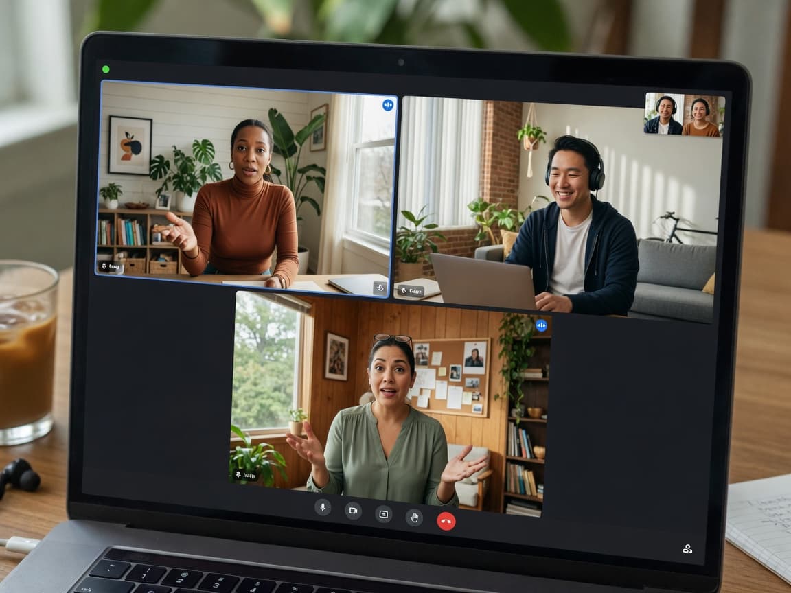 Colleagues collaborating in a video meeting